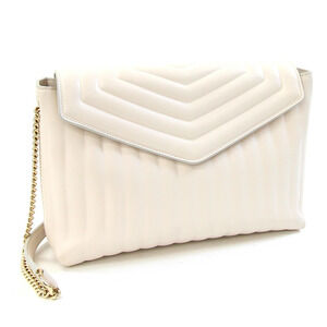 Salvatore Ferragamo Hobo Bag Ivory White Leather Chain Shoulder Salvatore